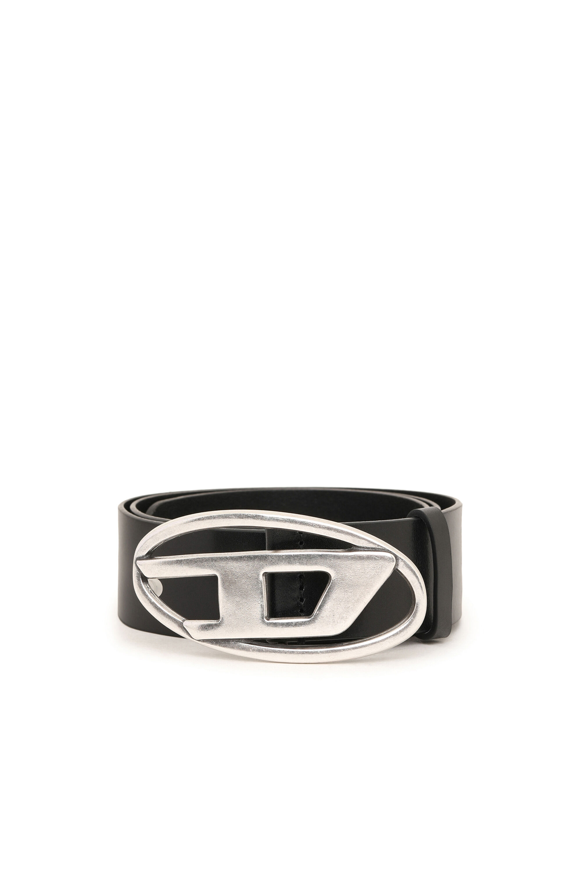 Diesel - B-1DR, Man's 3.9cm leather belt with D buckle in Black - 1