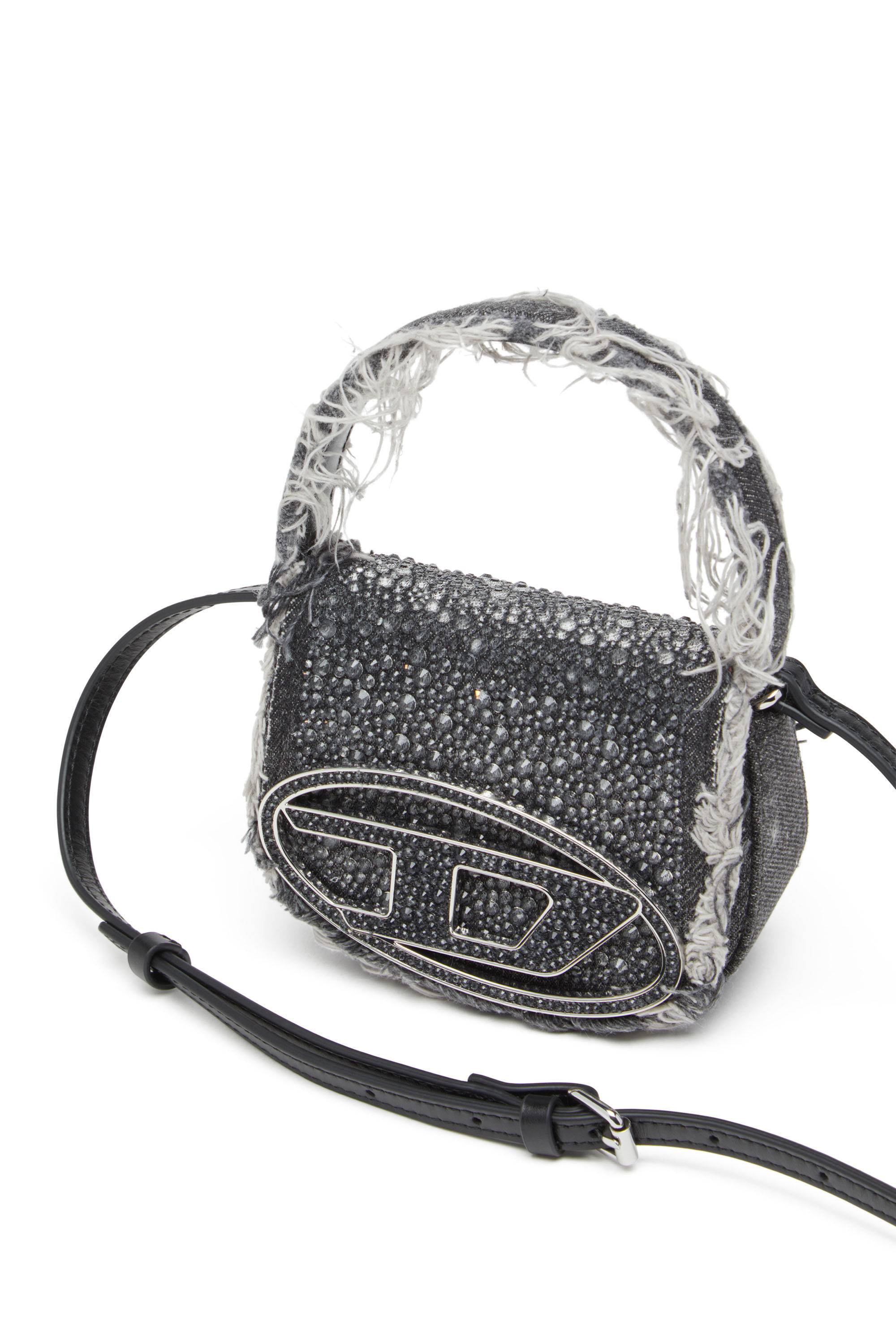 Diesel - 1DR XS, Woman's 1DR XS-Iconic mini bag in denim and crystals in Black - 2