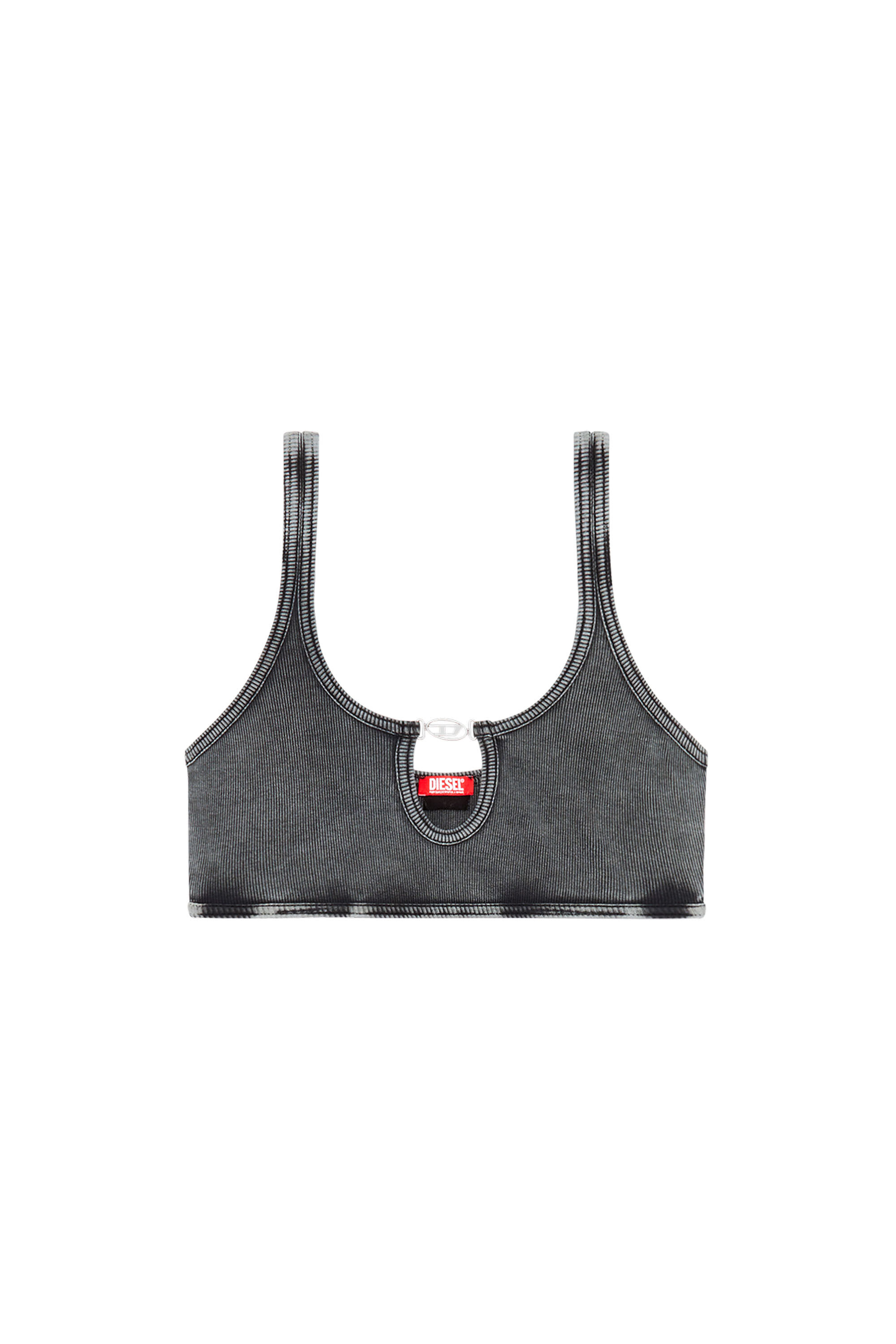 Diesel - UFSB-OVAL-D-RIB-BRALETTE, Woman's Ribbed bralette with Oval D plaque in Black - 2
