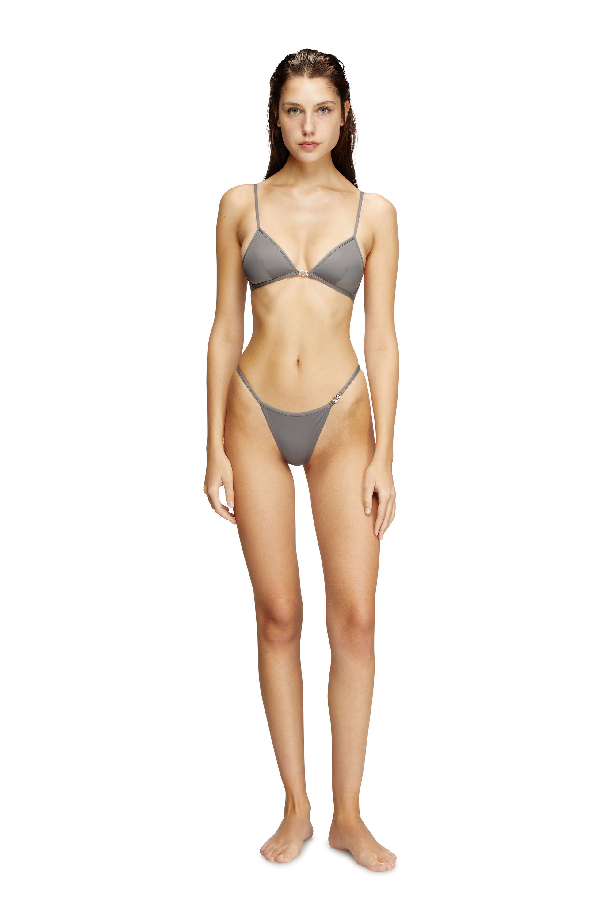 Diesel - LUNA-DNM, Woman's Microfibre bralette with Oval D detail in Grey - 1