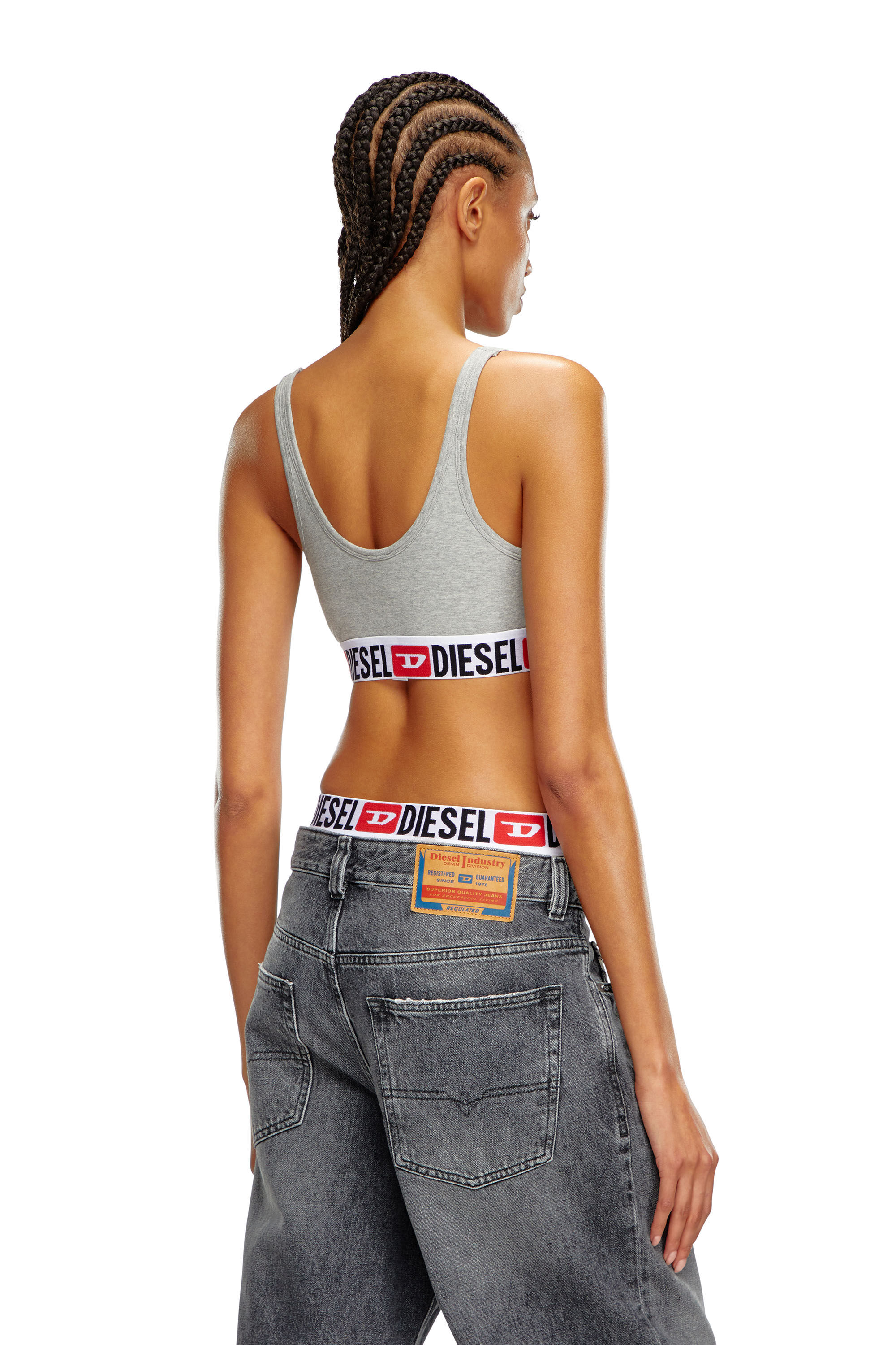 Diesel - UFSB-ORIBA, Woman's Bralette with logo band in Grey - 4