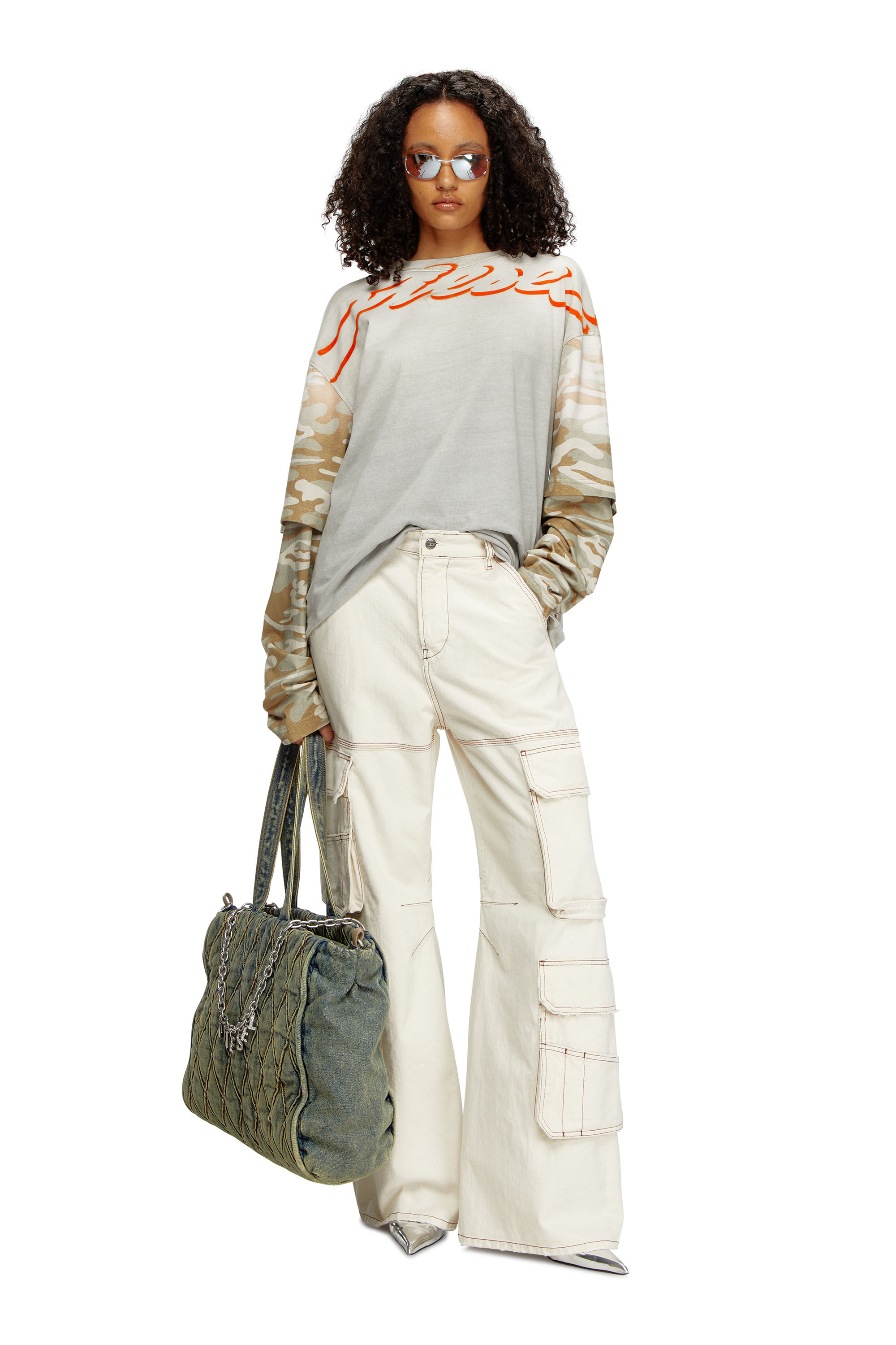 Diesel - CHARM-D SHOPPER, Woman's Charm-D-Tote bag in Argyle quilted denim in Blue - 2