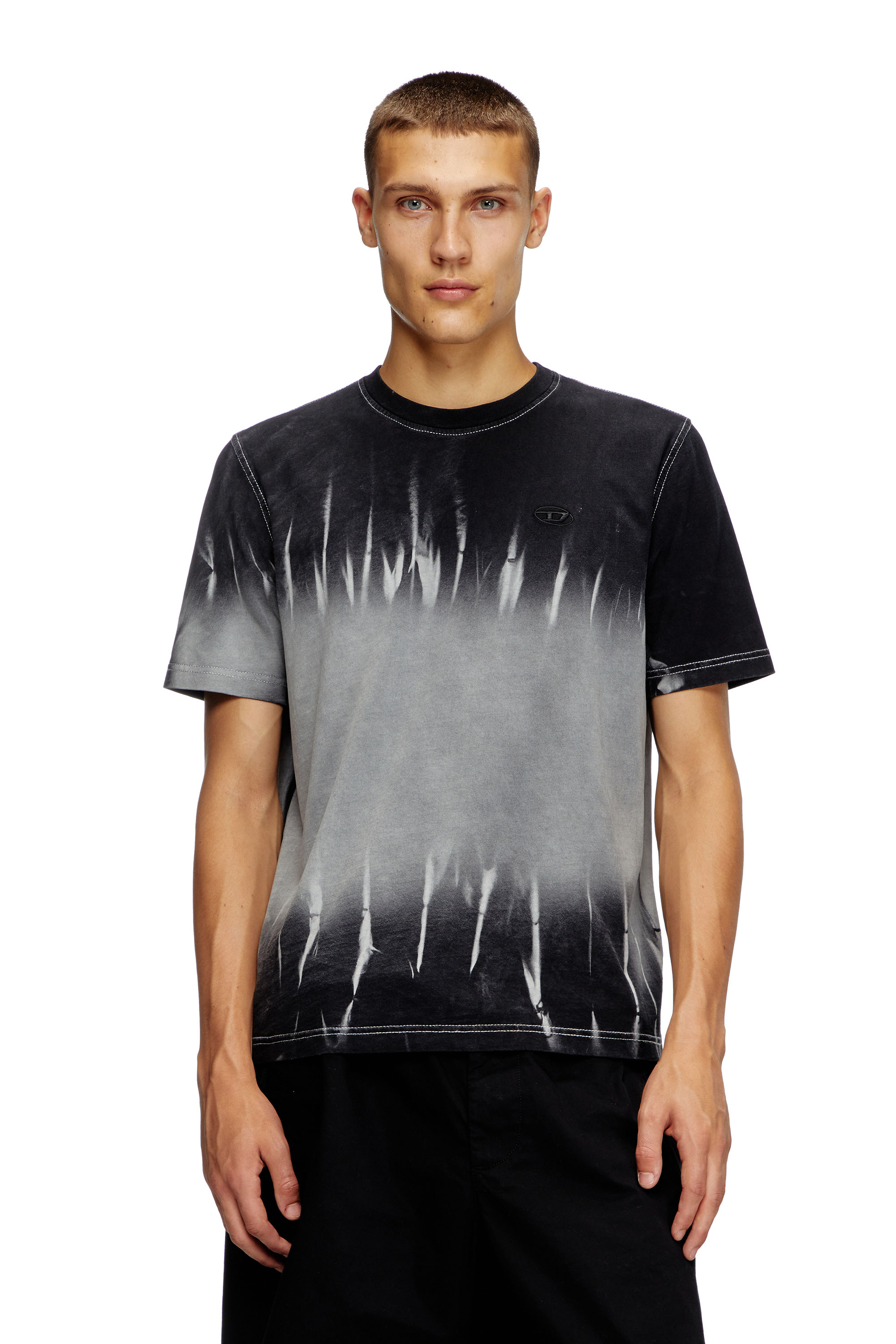 Diesel - T-ADJUST-R21, Man's Tie-dye T-shirt with logo embroidery in Black - 2