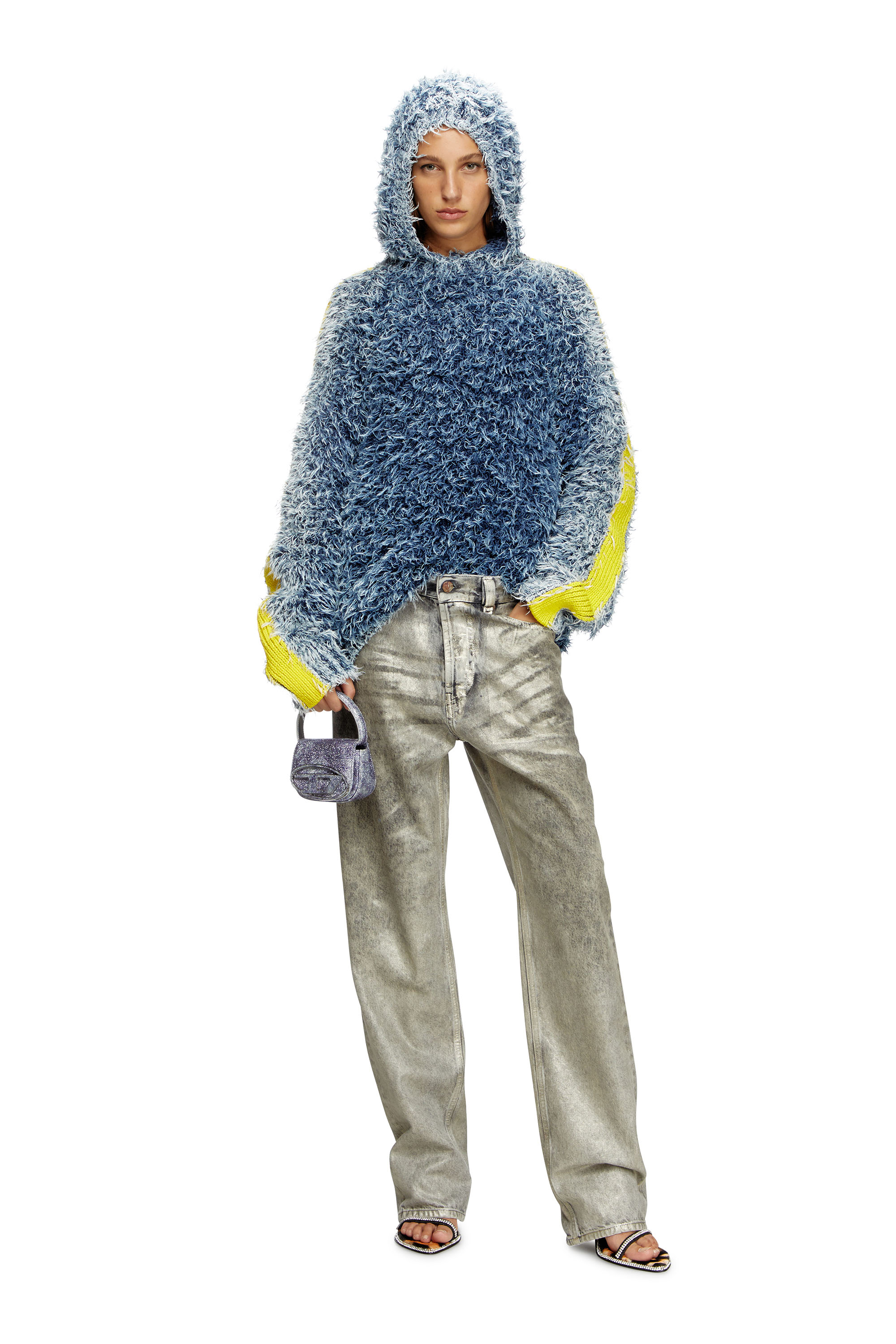 Diesel - 1DR XS, Woman's 1DR Xs-Iconic mini bag in shimmer fabric in Blue - 2