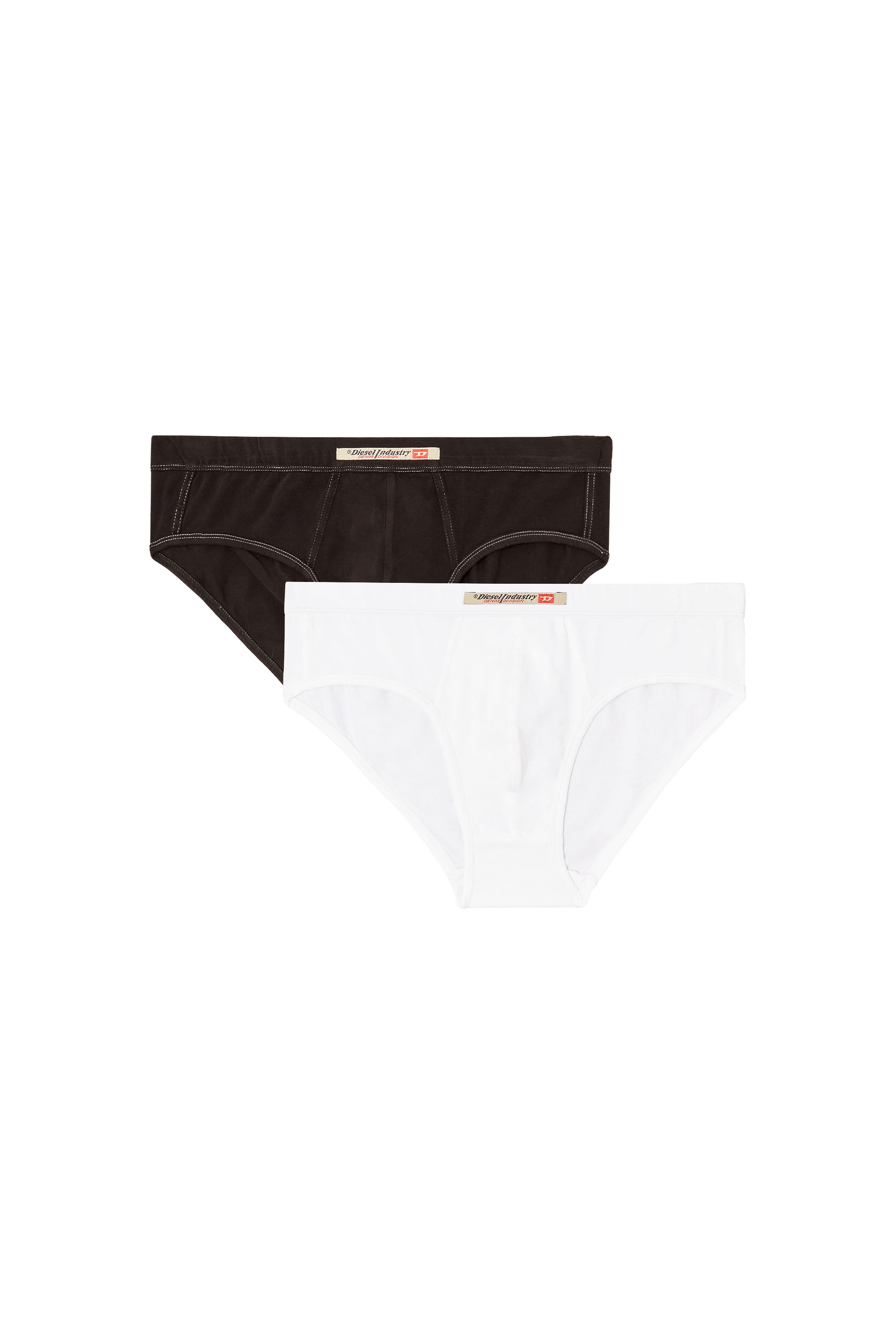 Diesel - ANDY-DNM-2PACK, Man's 2-pack briefs with Diesel Industry flag in White/Black - 1