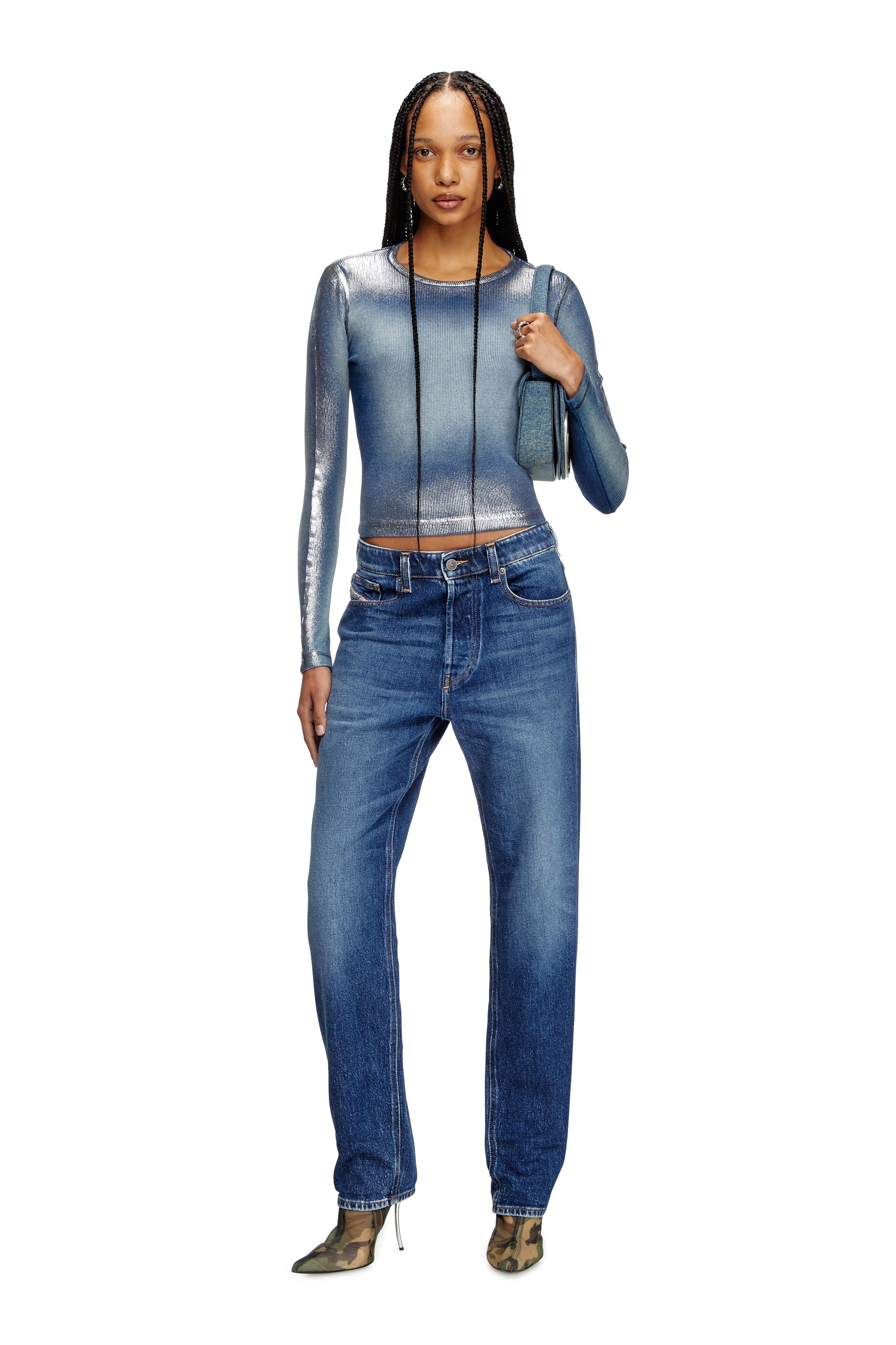 Diesel - 1DR, Woman's 1DR-Iconic shoulder bag in solarised denim in Blue - 2