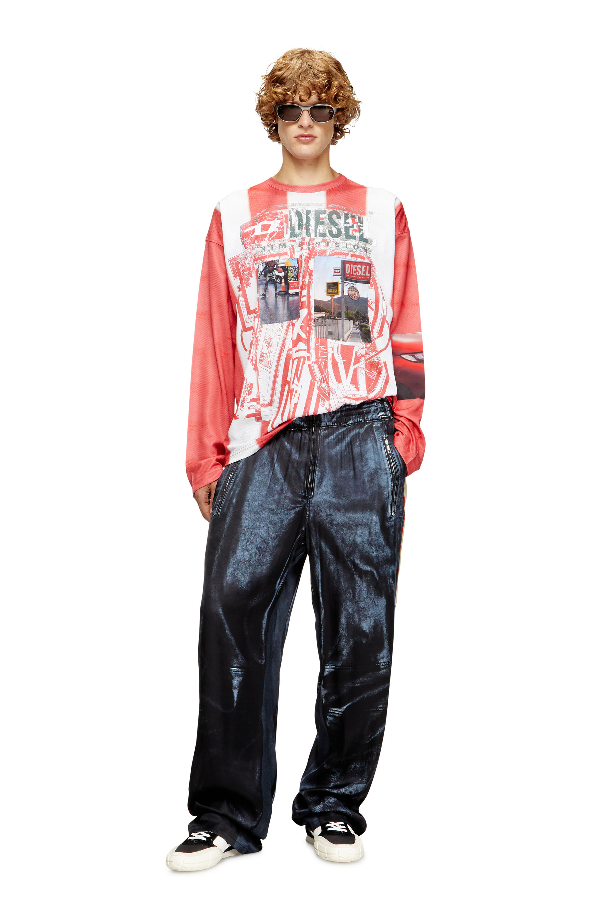 Diesel - P-THECKS-NMAN, Man's Viscose trousers with biker print in Black/Blue - 2